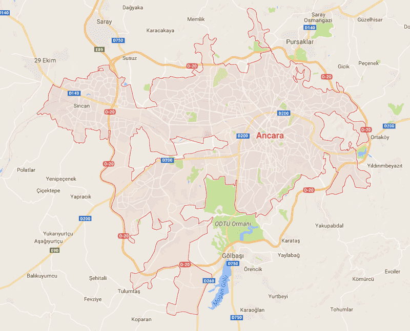 Onde Ficar em Ankara na Turquia: Mapa