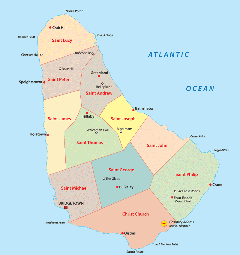 Onde Ficar em Barbados: Mapa
