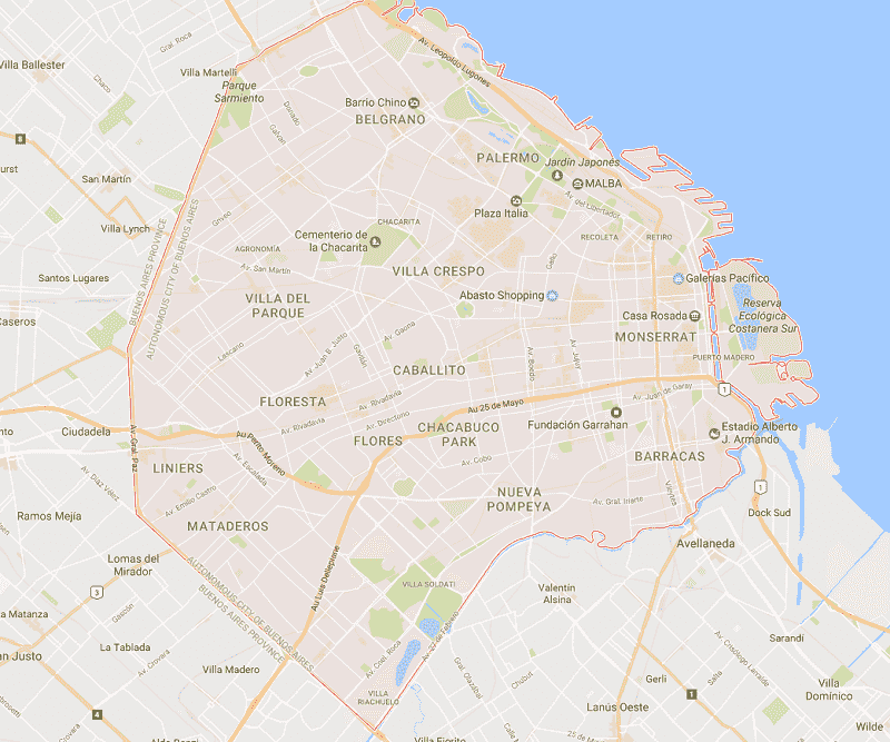Onde Ficar em Buenos Aires: Mapa