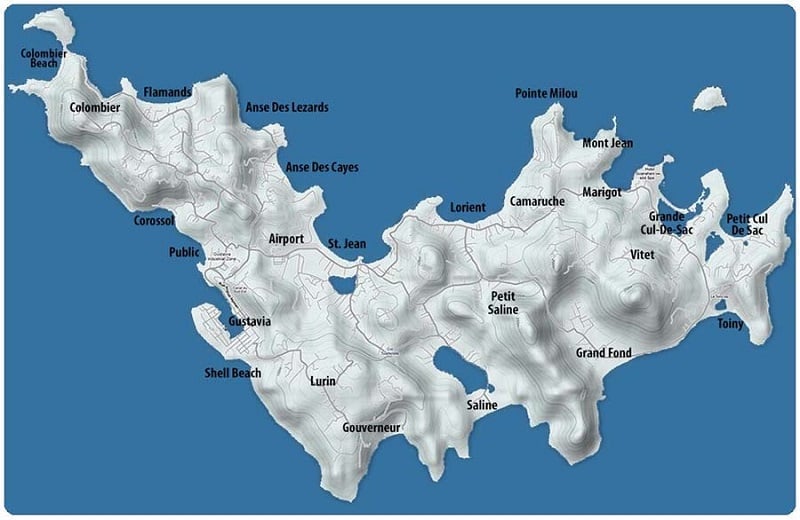 Onde Ficar em St. Barth: Mapa