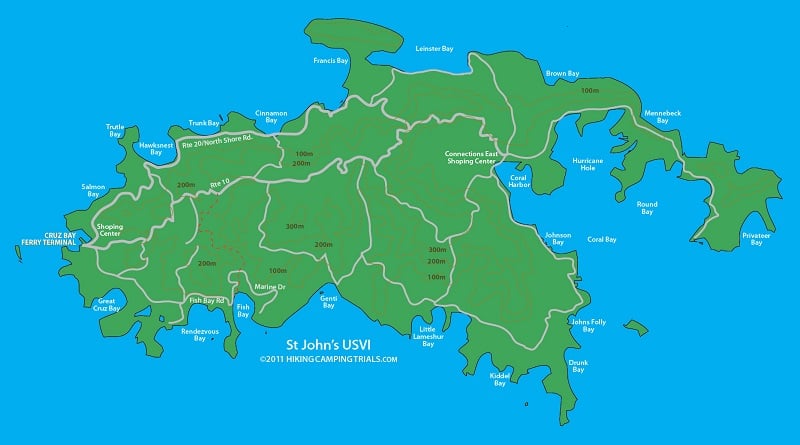 Onde Ficar em St. John: Mapa