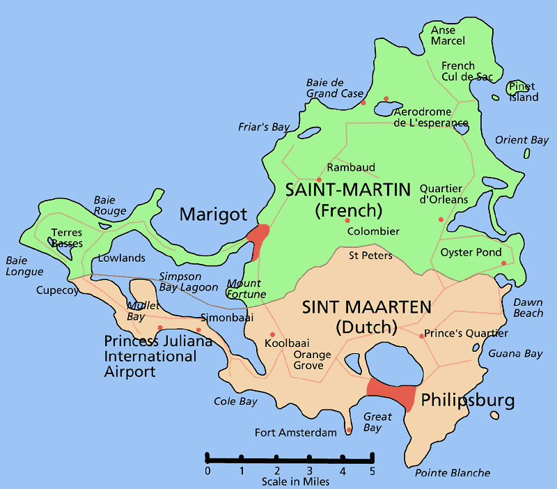 Onde Ficar em St. Martin e St. Maarten: Mapa