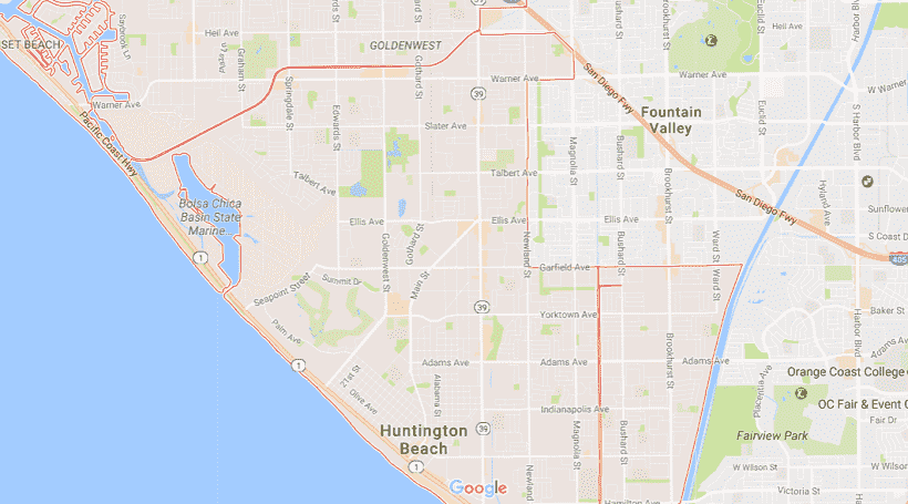 Onde Ficar Em Huntington Beach: Mapa