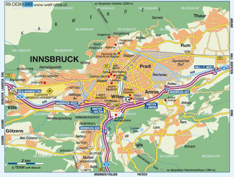 Onde Ficar Em Innsbruck Na Áustria: Mapa