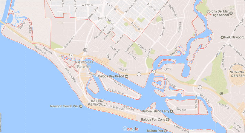 Onde Ficar Em Newport Beach: Mapa