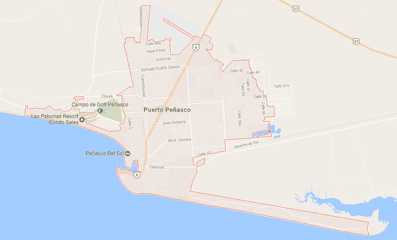 Onde Ficar em Puerto Peñasco: Mapa