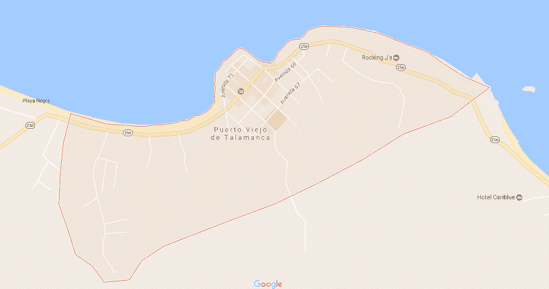 Onde Ficar em Puerto Viejo de Talamanca: Mapa