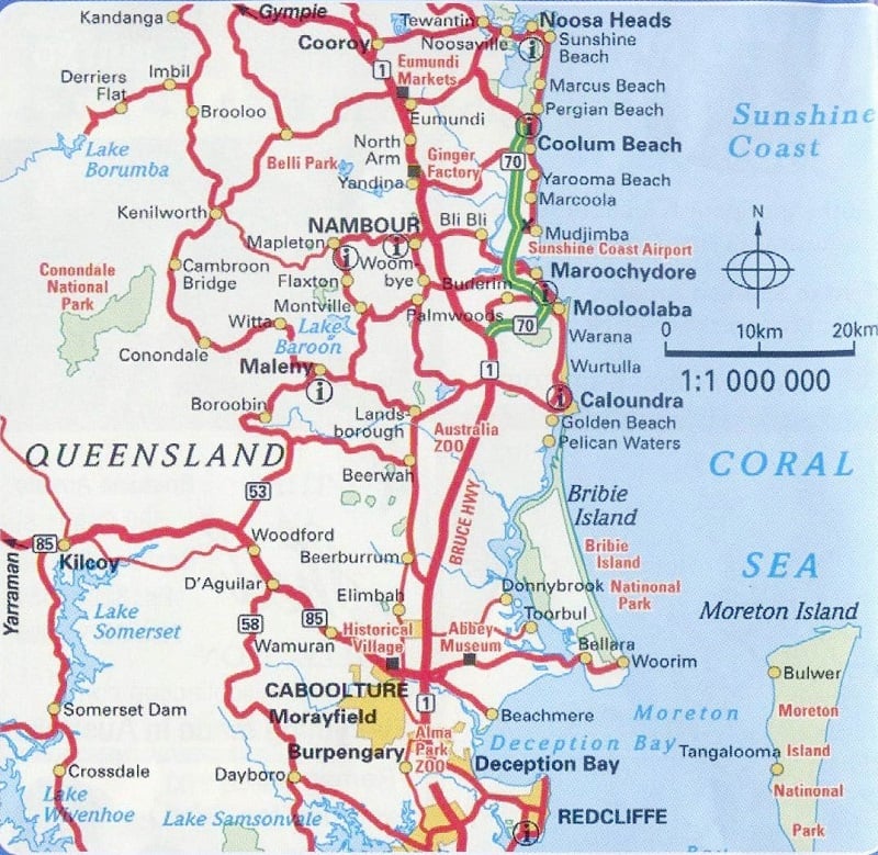 Onde Ficar em Sunshine Coast: Mapa