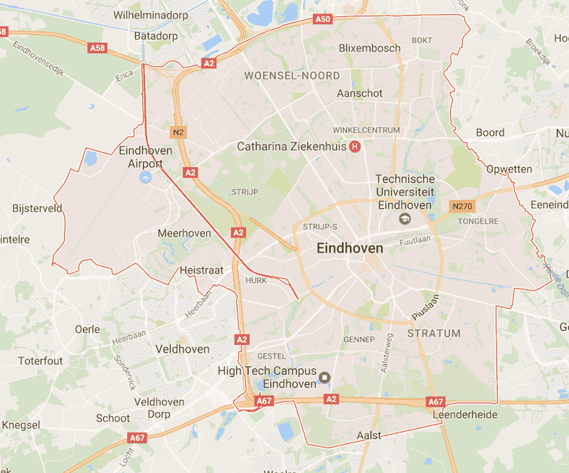 Onde Ficar em Eindhoven na Holanda: Mapa