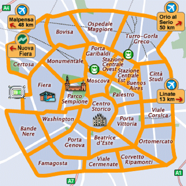 Onde Ficar em Milão: Mapa