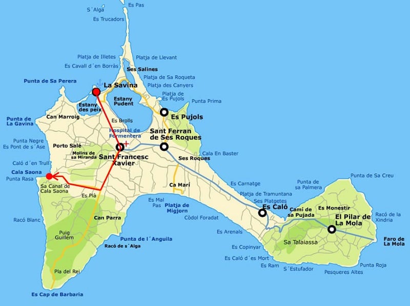 Onde Ficar em Formentera: Mapa