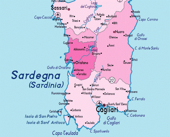 Onde Ficar em Sardenha: Mapa