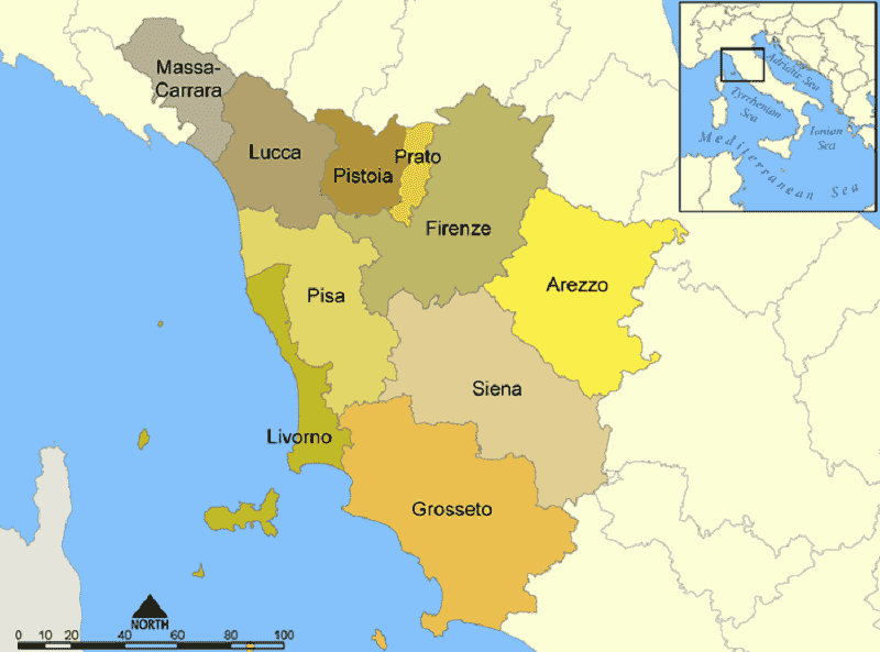 Onde Ficar na Toscana: Mapa