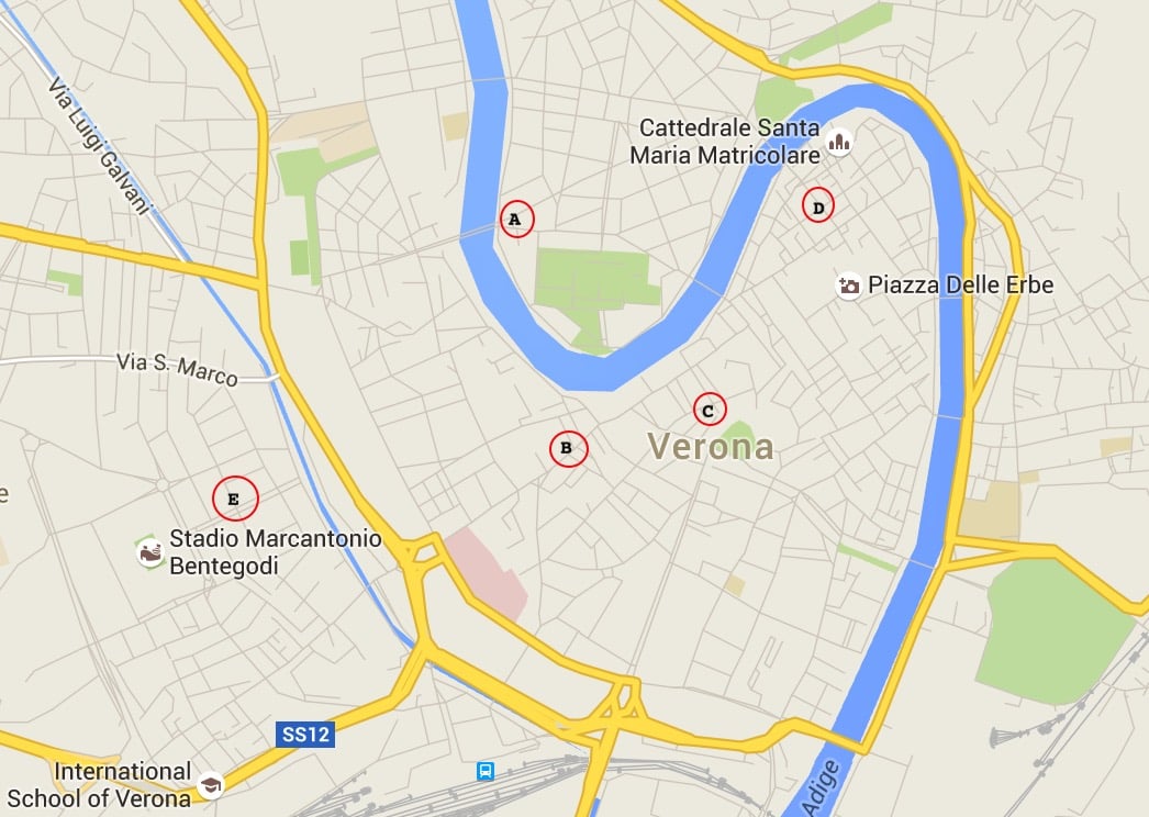 Onde Ficar em Verona: Mapa