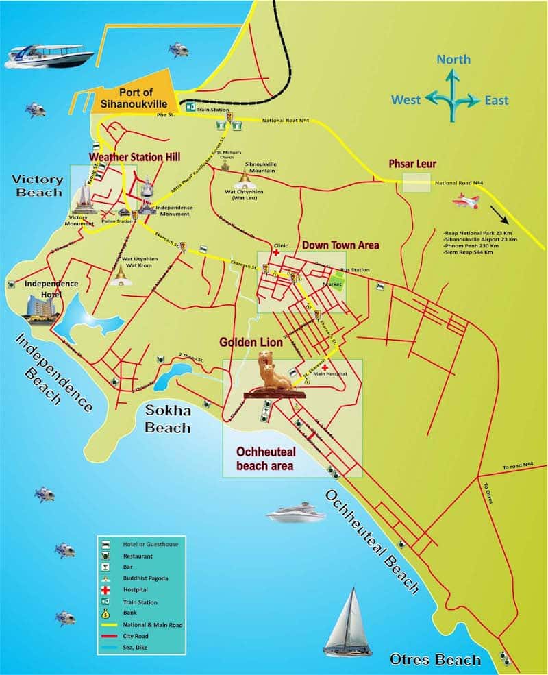 Onde Ficar em Sihanoukville no Camboja: Mapa