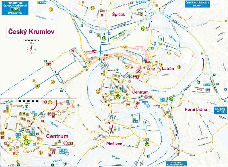 Onde Ficar em Cesky Krumlov na República Tcheca: Mapa