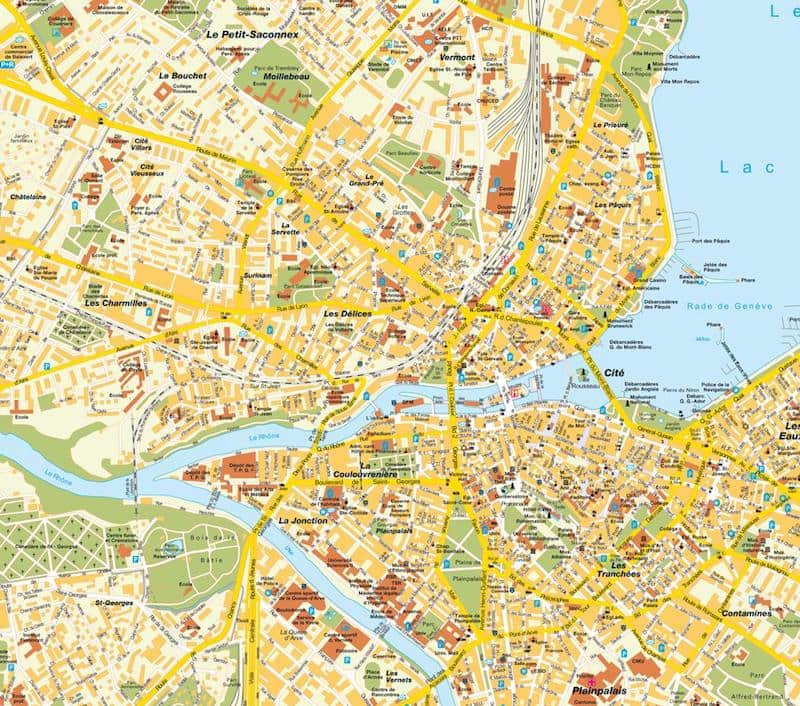 Onde Ficar em Genebra na Suíça: Mapa