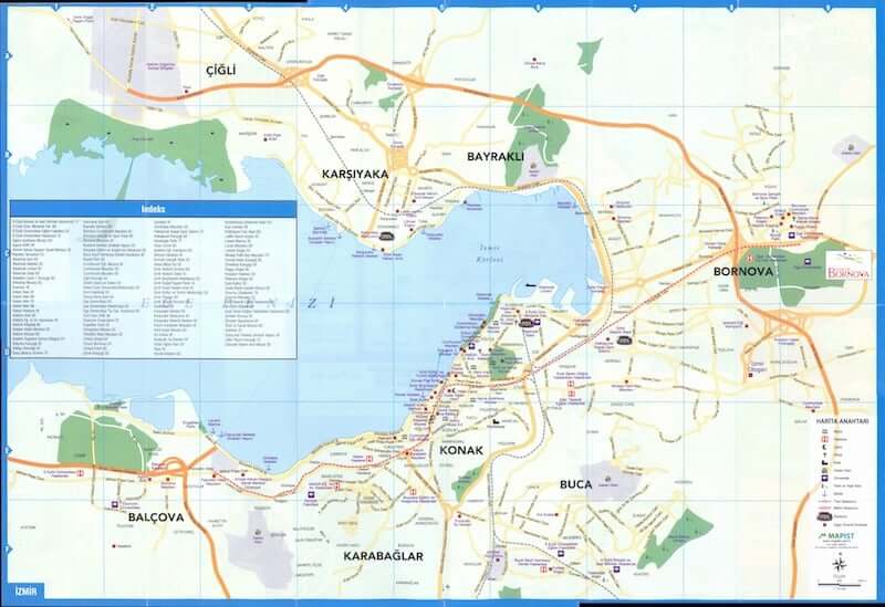 Onde Ficar em Izmir na Turquia: Mapa