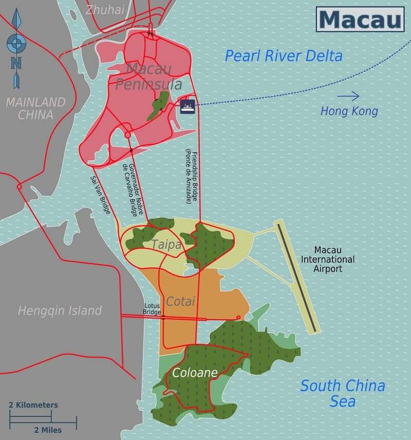 Onde Ficar em Macau: Mapa