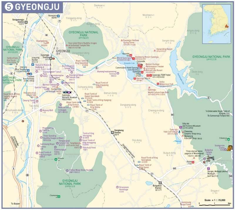 Onde Ficar em Gyeongju na Coréia do Sul: Mapa
