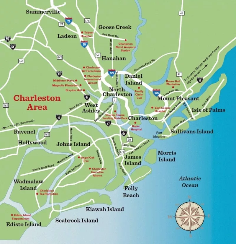 Onde Ficar Em Charleston: Mapa