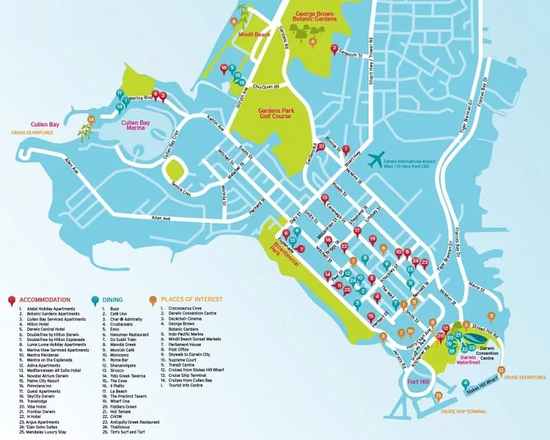 Onde Ficar em Darwin: Mapa