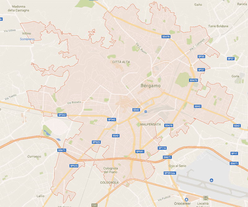 Mapa para onde ficar em Bérgamo